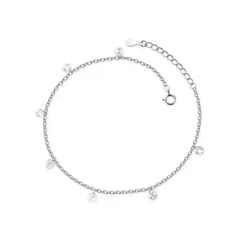 925 sterling silver rhinestone irregular minimalist anklet