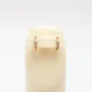Cubic Zirconia Small Huggie Hoop Earring - Rose Gold